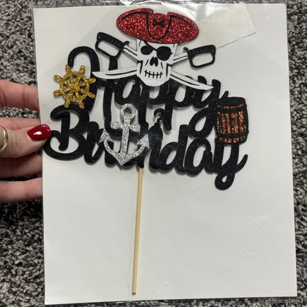 Pirate Themed Happy Birthday Cake Topper